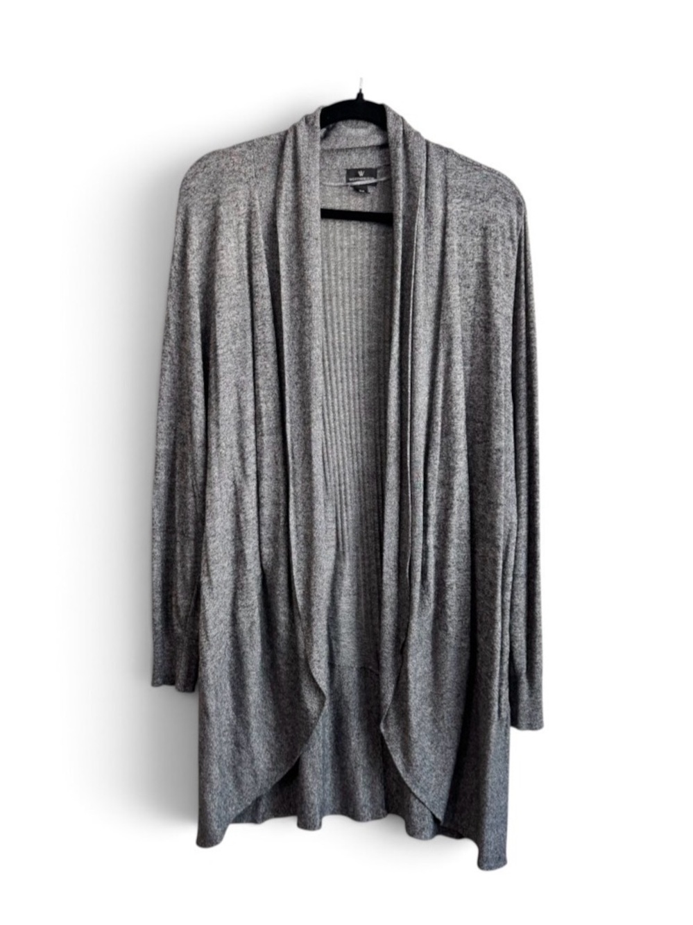 Worthington Gray Draped Open Front Cardigan Sweater Plus Size 2X Shawl Neck